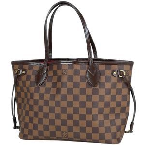 Louis Vuitton Neverfull PM Handbag Shopping Tote Bag Damier Brown